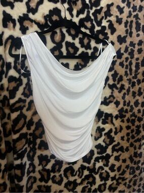Elodie White Cowl Neck Draped Camisole